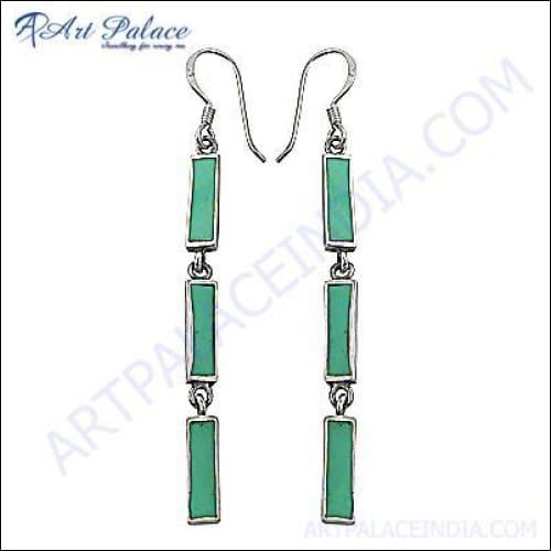 A pair of elegant 925 silver earrings featuring a checker cut pear lapis gemstone, showcasing intricate inlay work and an elongated design.