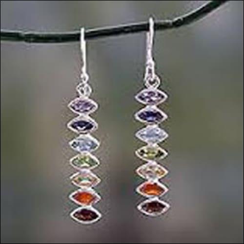 Elegant 925 silver dangle earrings featuring a vibrant multi-gemstone design, perfect for any occasion.