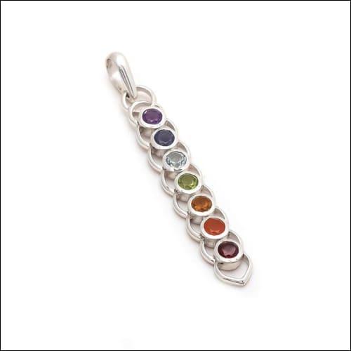 A stunning 925 Silver Multi-Stone Pendant featuring a vibrant array of colorful gemstones, showcasing exquisite craftsmanship and elegance.