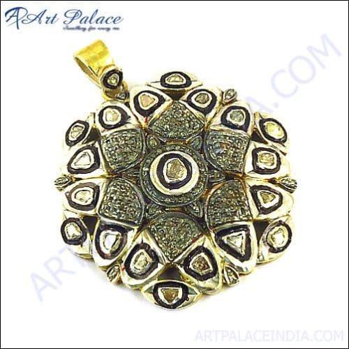 A stunning 925 Sterling Silver Victorian Pendant featuring real diamond and sapphire gemstones, showcasing intricate craftsmanship and timeless elegance.