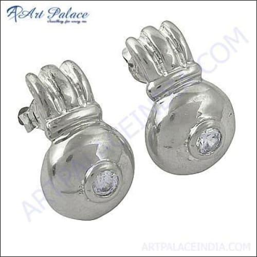 Elegant 925 Sterling Silver Cubic Zirconia Gemstone Earrings showcasing intricate design and sparkling stones.