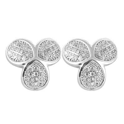 A pair of elegant 925 sterling silver earrings adorned with sparkling white CZ stones, showcasing their exquisite craftsmanship and design.