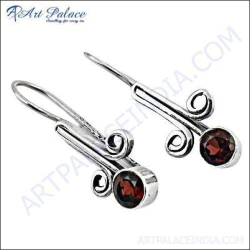 Elegant 925 Sterling Silver Garnet Gemstone Earrings showcasing deep red garnet stones set in fine silver.