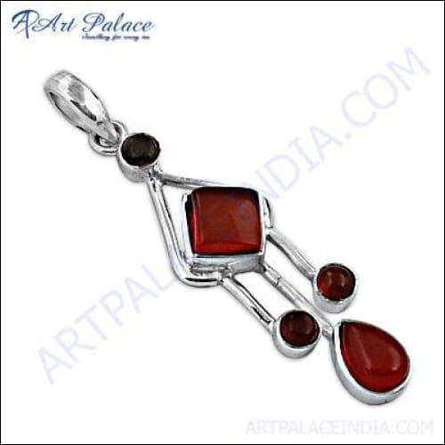 A beautiful 925 sterling silver garnet pendant showcasing intricate design and vibrant garnet stone, perfect for elegant styling.