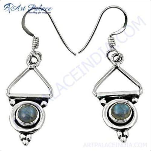 A pair of elegant 925 sterling silver gemstone earrings featuring a simple yet stylish design, perfect for any occasion.