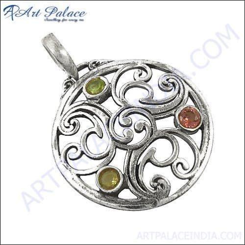 A beautiful 925 sterling silver multi-stone fashion pendant showcasing vibrant gemstones and intricate design, perfect for elegant occasions.