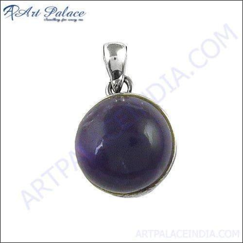 Elegant 925 Sterling Silver Pendant featuring a large, vibrant amethyst stone, showcasing intricate craftsmanship and design.