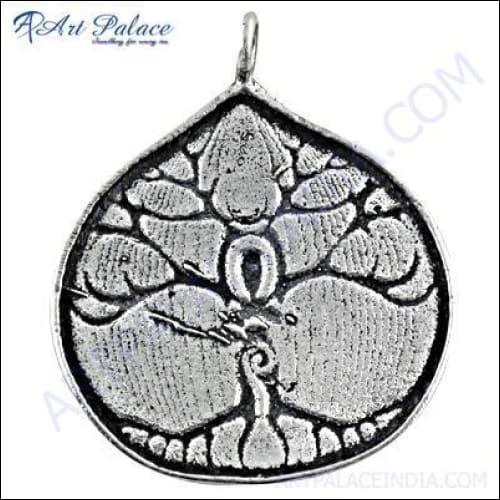925 Sterling Silver Tree of Life Pendant with an elegant plain design, showcasing intricate details and a polished finish.