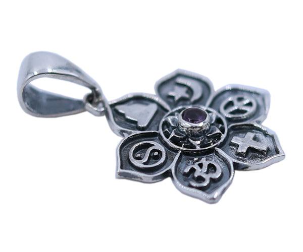 Amethyst Pendant in 925 Silver featuring a flower shape design with a stunning Amethyst gemstone, symbolizing beauty and spirituality.