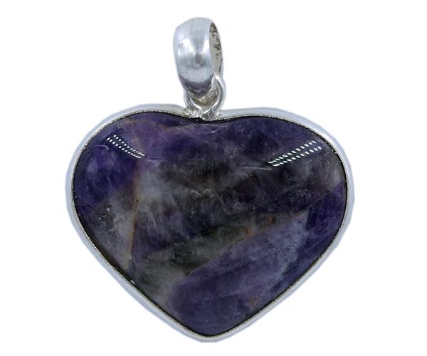 Amethyst Pendant in heart shape, crafted from 925 sterling silver, showcasing a vibrant purple gemstone.