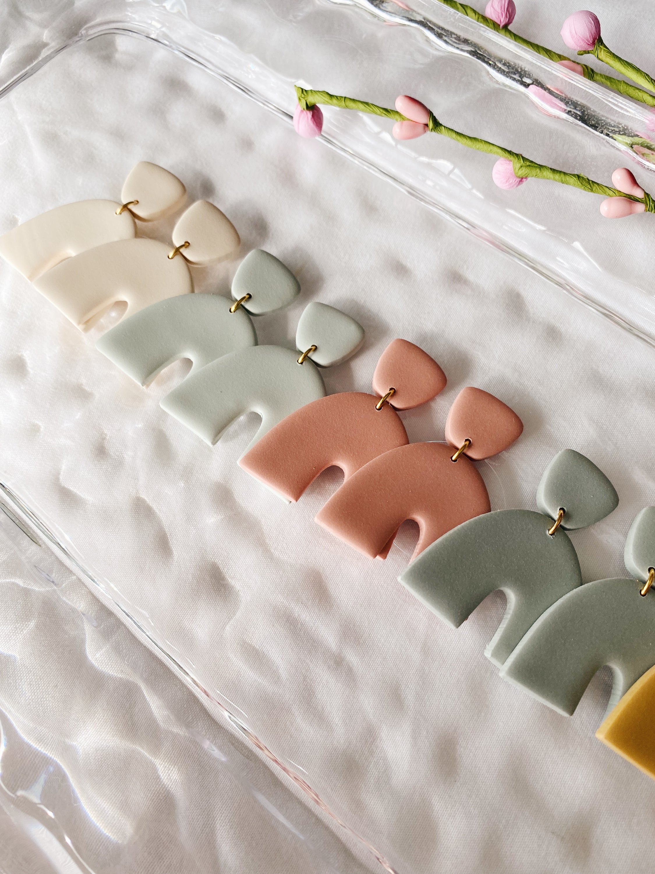 Handmade polymer clay earrings from the Aspen Spring Fling Collection, featuring a minimalist design and hypoallergenic posts.