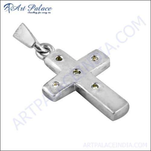 Authentic Czech Gemstone Silver Cross Pendant showcasing intricate design and vibrant gemstones.