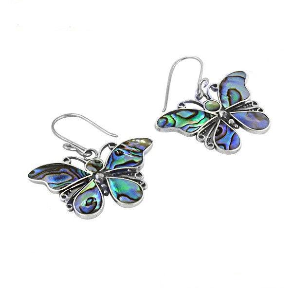 Beautiful Butterfly Style Mabe Pearl Gemstone Silver Earrings featuring elegant butterfly design and lustrous Mabe pearls.