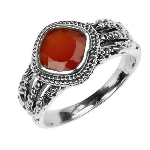 Beautiful Designer 925 Sterling Silver Ring featuring a square-shaped red onyx stone, showcasing exquisite craftsmanship and elegance.