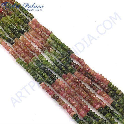 Beautiful Natural Tourmaline Loose Gemstone Beads in colorless strands, showcasing their elegance and quality for jewelry making.