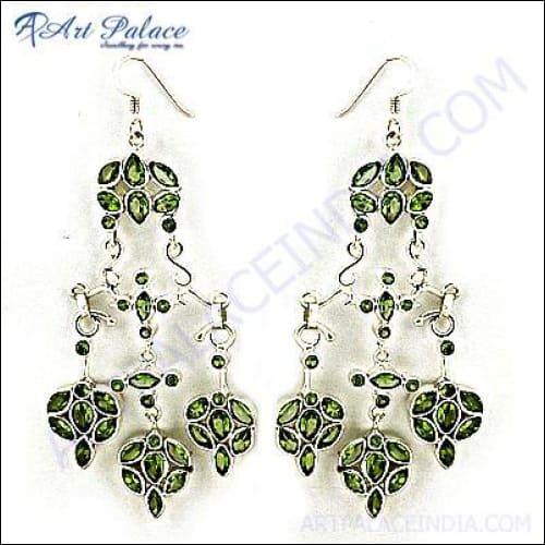 Beautiful silver earrings featuring vibrant peridot gemstones, perfect for elegant occasions.