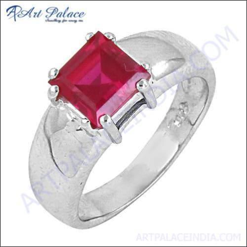Beautiful Romantic Pink Cubic Zirconia Silver Ring featuring a sparkling pink stone set in a sleek silver band.