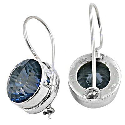 Handmade Blue Zircon Gemstone 925 Silver Earrings with a glittering finish, showcasing intricate craftsmanship and vibrant blue stones.