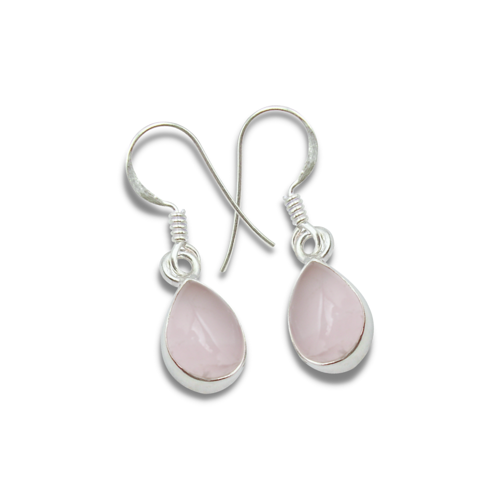Boucles d'Oreilles 'Krishna' en Quartz Rose et Argent 925, élégantes et symboliques, parfaites pour l'amour et la compassion.