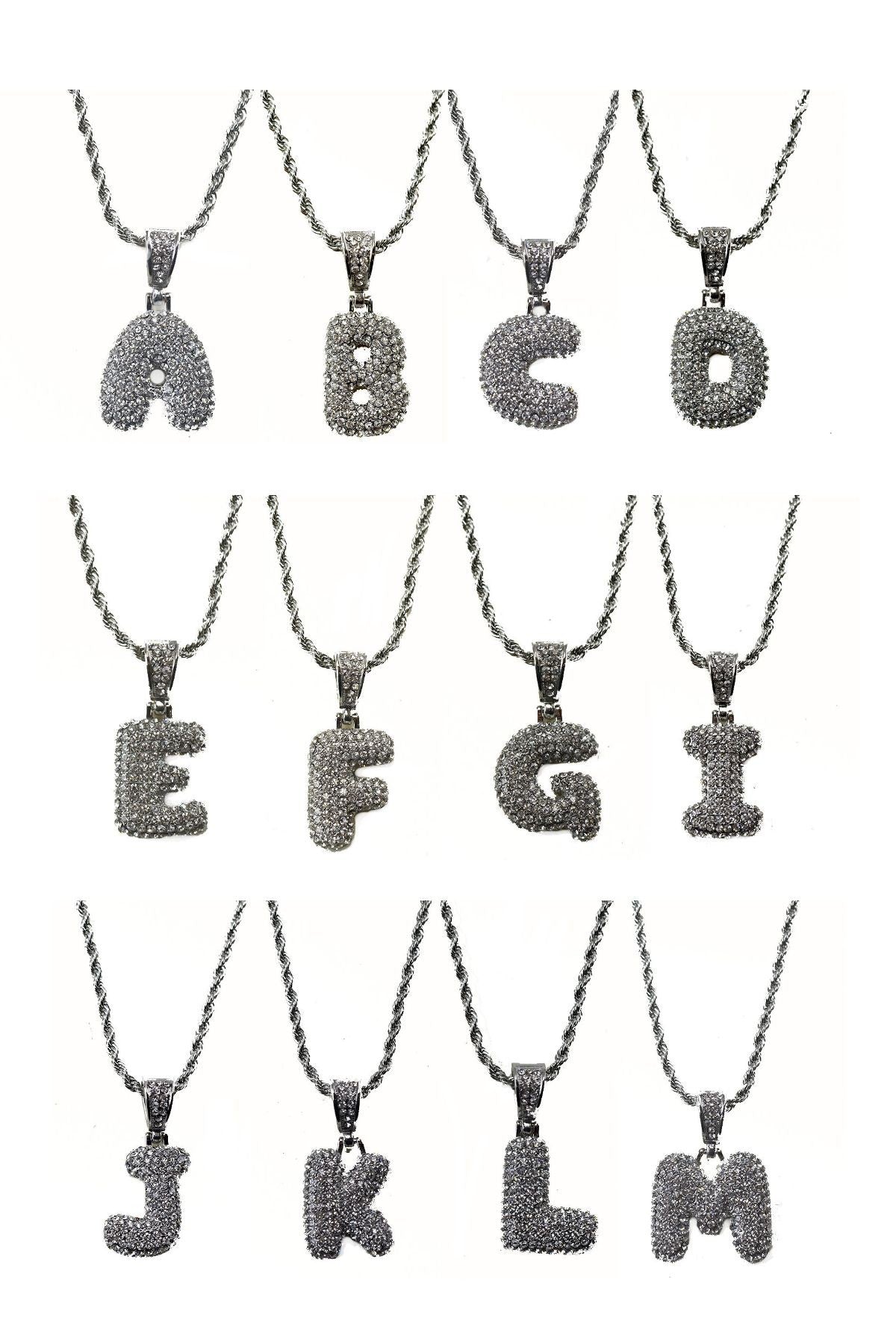 Elegant Bubble Crystal Initial Pendant Necklace with personalized initial design and sparkling accents.