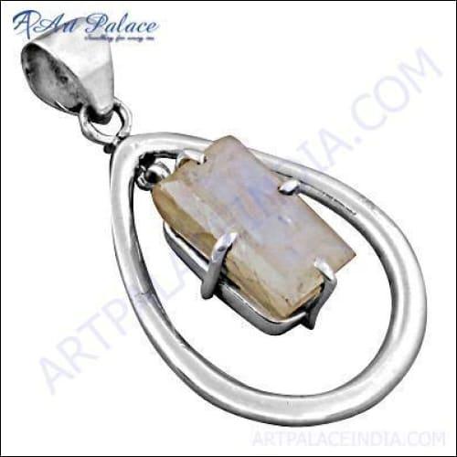 A beautiful Gemstone Silver Pendant featuring a captivating rainbow moonstone set in an elegant silver design, perfect for any occasion.