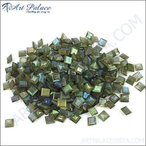 Loose square shape labradorite gemstones showcasing vibrant colors and intricate cuts, perfect for elegant jewelry designs.