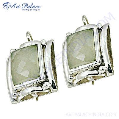 Charming Crystal Gemstone 925 Silver Earrings showcasing elegant design with sparkling crystals.