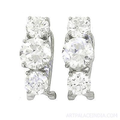 Charming silver earrings featuring sparkling cubic zirconia gemstones, elegantly designed for any occasion.