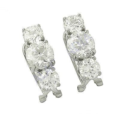 Charming silver earrings featuring sparkling cubic zirconia gemstones, elegantly designed for any occasion.