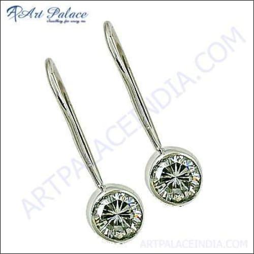 Charming round cubic zirconia silver earrings showcasing sparkling stones and elegant design.