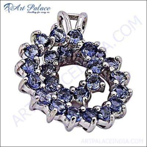 Charming Iolite Gemstone Silver Pendant featuring a deep blue Iolite stone set in high-quality silver, showcasing elegant craftsmanship.