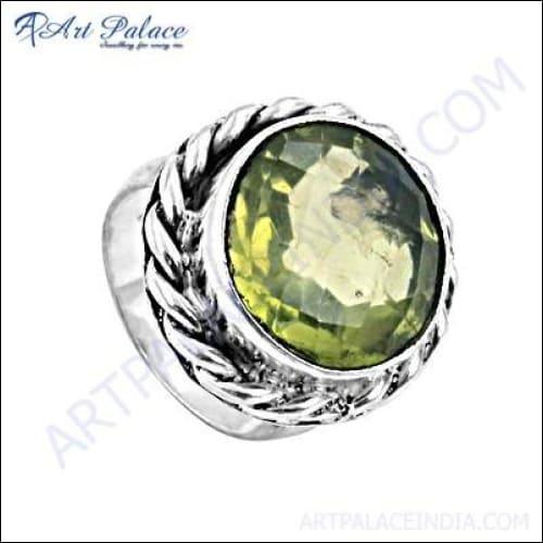 Charming Lemon Quartz Gemstone German Silver Jewelry Rings showcasing vibrant yellow gemstones set in elegant silver bands.