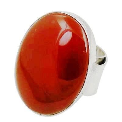 Charming Red Onyx Gemstone 925 Silver Ring featuring an oval red onyx stone set in a durable 925 silver band, showcasing intricate craftsmanship.