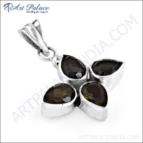 Charming Smokey Quartz Gemstone 925 Silver Pendant showcasing a beautiful smokey quartz stone set in elegant 925 silver.