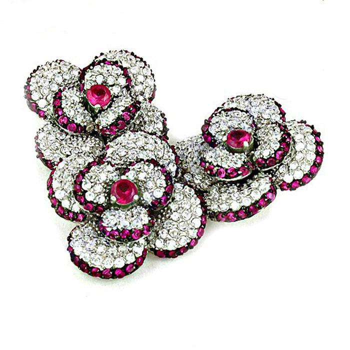 Charming Triple Flower Pendant featuring pink and white zircon set in 925 sterling silver, showcasing intricate floral design.