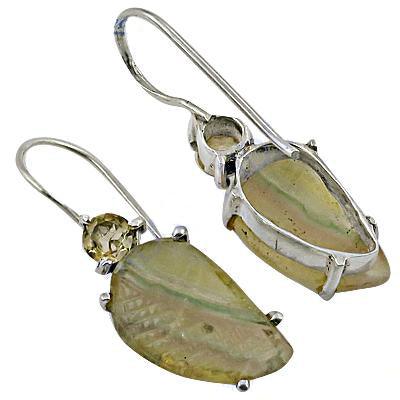 A pair of stunning Citrine and Fluorite gemstone earrings showcasing vibrant colors and artisanal craftsmanship, perfect for enhancing personal style.
