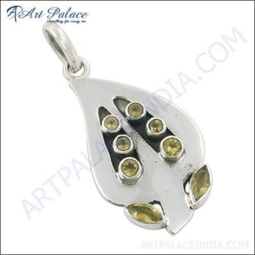 A beautiful Citrine Gemstone 925 Silver Pendant featuring a faceted yellow gemstone set in high-quality sterling silver.