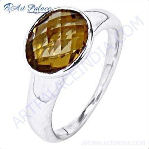 Elegant Citrine Stone 925 Sterling Silver Ring showcasing a vibrant yellow citrine stone set in a durable silver band.