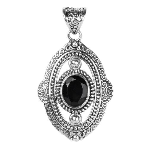 Creativity Designer Sterling Silver Black Onyx Gemstone Pendant showcasing a sleek design with a black onyx stone set in high-quality sterling silver.