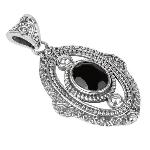Creativity Designer Sterling Silver Black Onyx Gemstone Pendant showcasing a sleek design with a black onyx stone set in high-quality sterling silver.