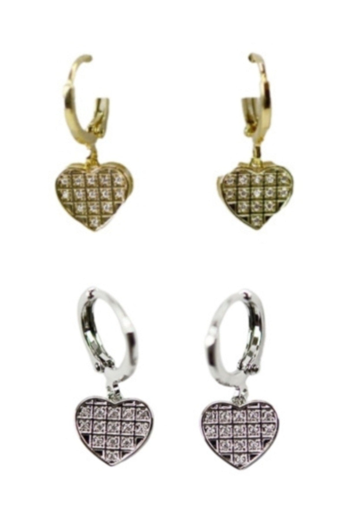 Elegant Crystal Heart Dangle Earrings featuring sparkling crystals in a heart shape, perfect for any occasion.