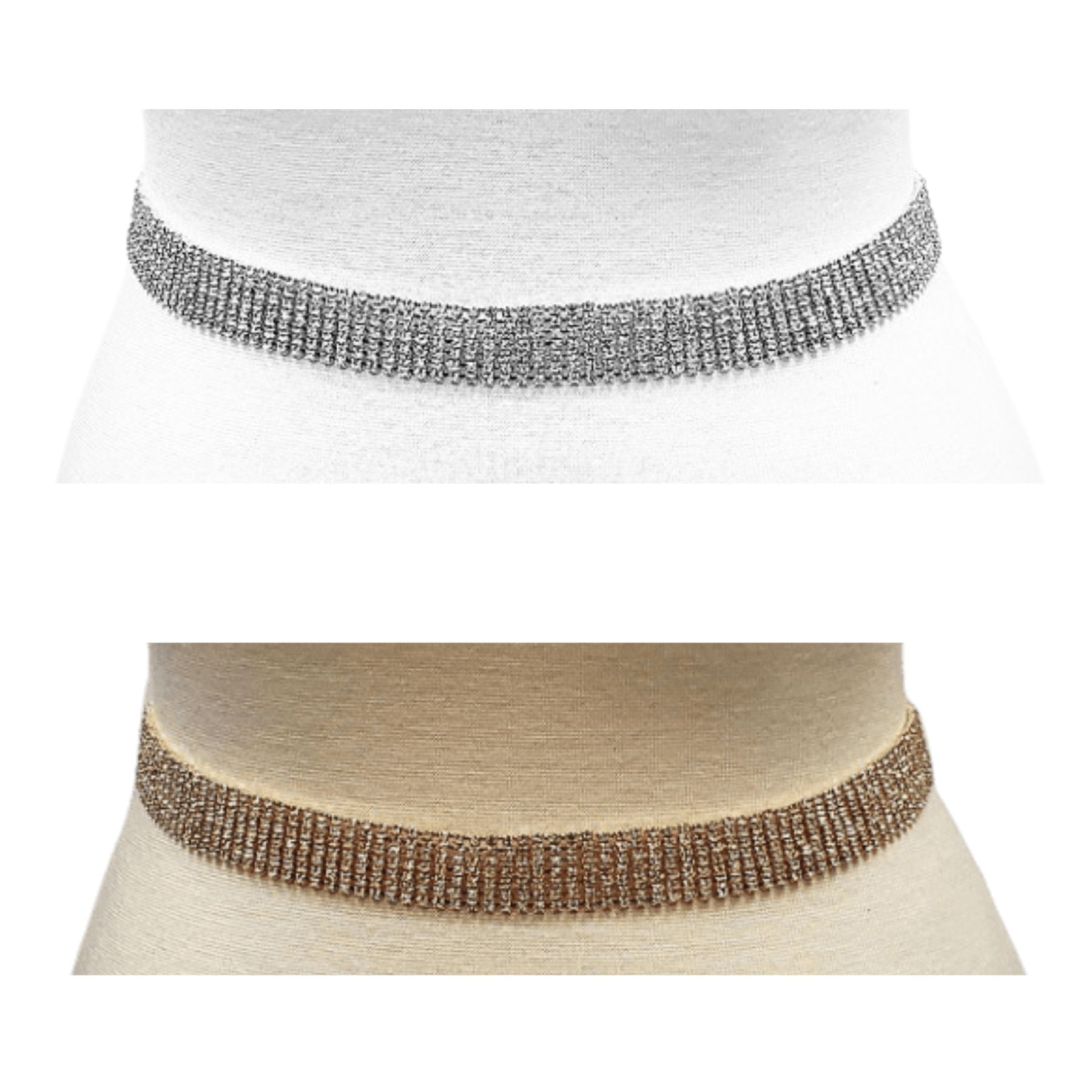 A stylish Crystal Pave Lined Chain Belt featuring a sparkling design with a lobster claw clasp and adjustable length.