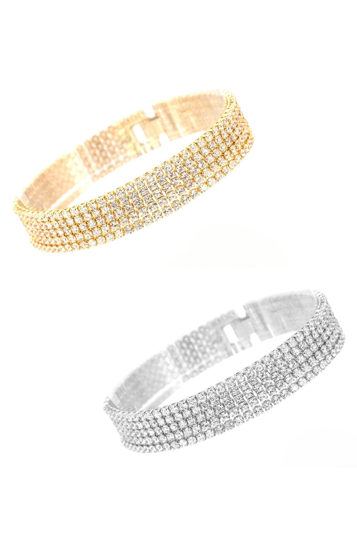 Cubic Zirconia 2mm 7 line tennis bracelet with sparkling stones and a secure clasp, elegantly displayed.