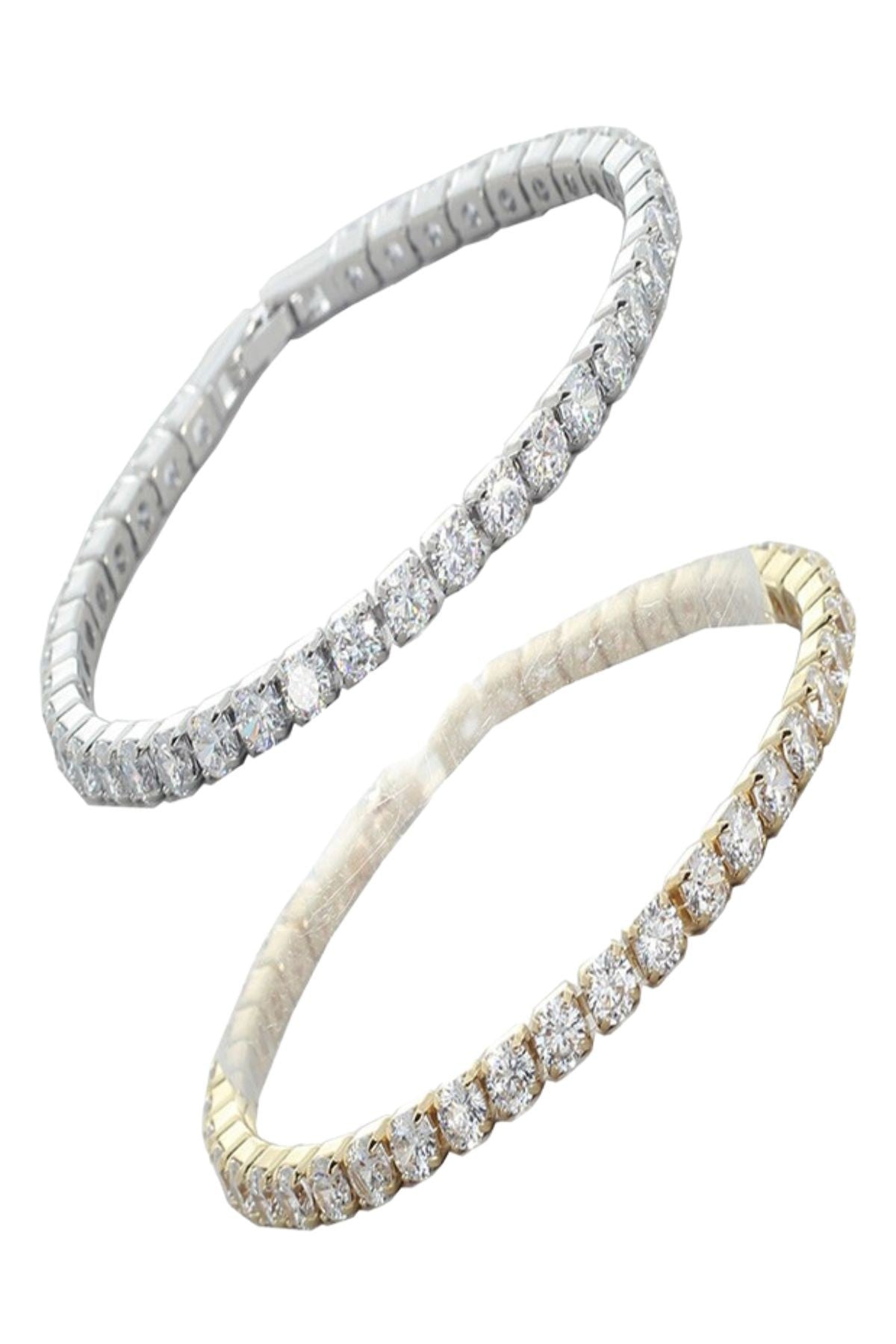 Cubic Zirconia 4mm Tennis Chain Bracelet with sparkling stones and fold-over clasp.