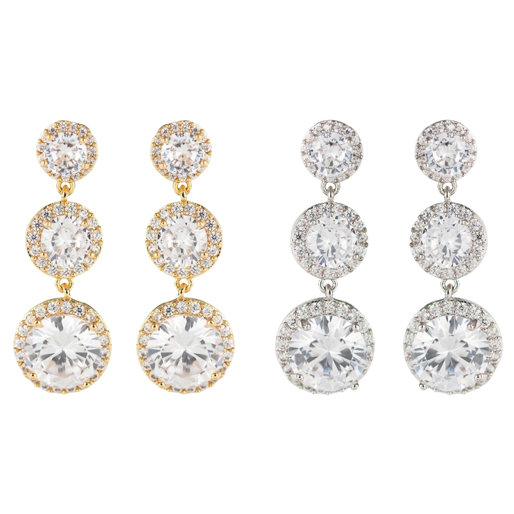 Elegant cubic zirconia dangle earrings with a 1.5-inch drop, featuring a secure post back closure.