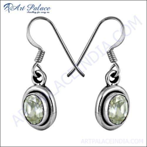 Elegant cubic zirconia gemstone silver hook earrings, crafted from 925 sterling silver, showcasing a sparkling design.