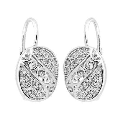 Elegant cubic zirconia silver earrings featuring a stunning design, crafted from high-quality 925 sterling silver, perfect for festive occasions.