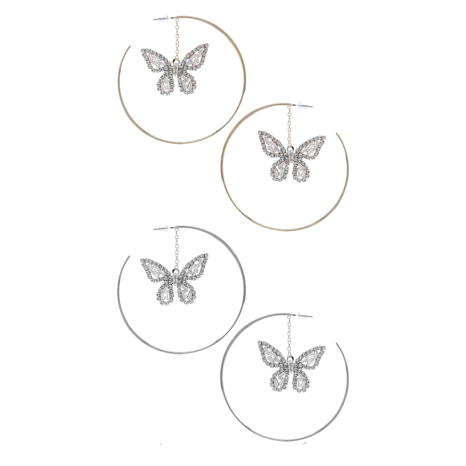 Elegant 60mm hoop earrings adorned with sparkling cubic zirconia stones, showcasing a stylish and modern design.