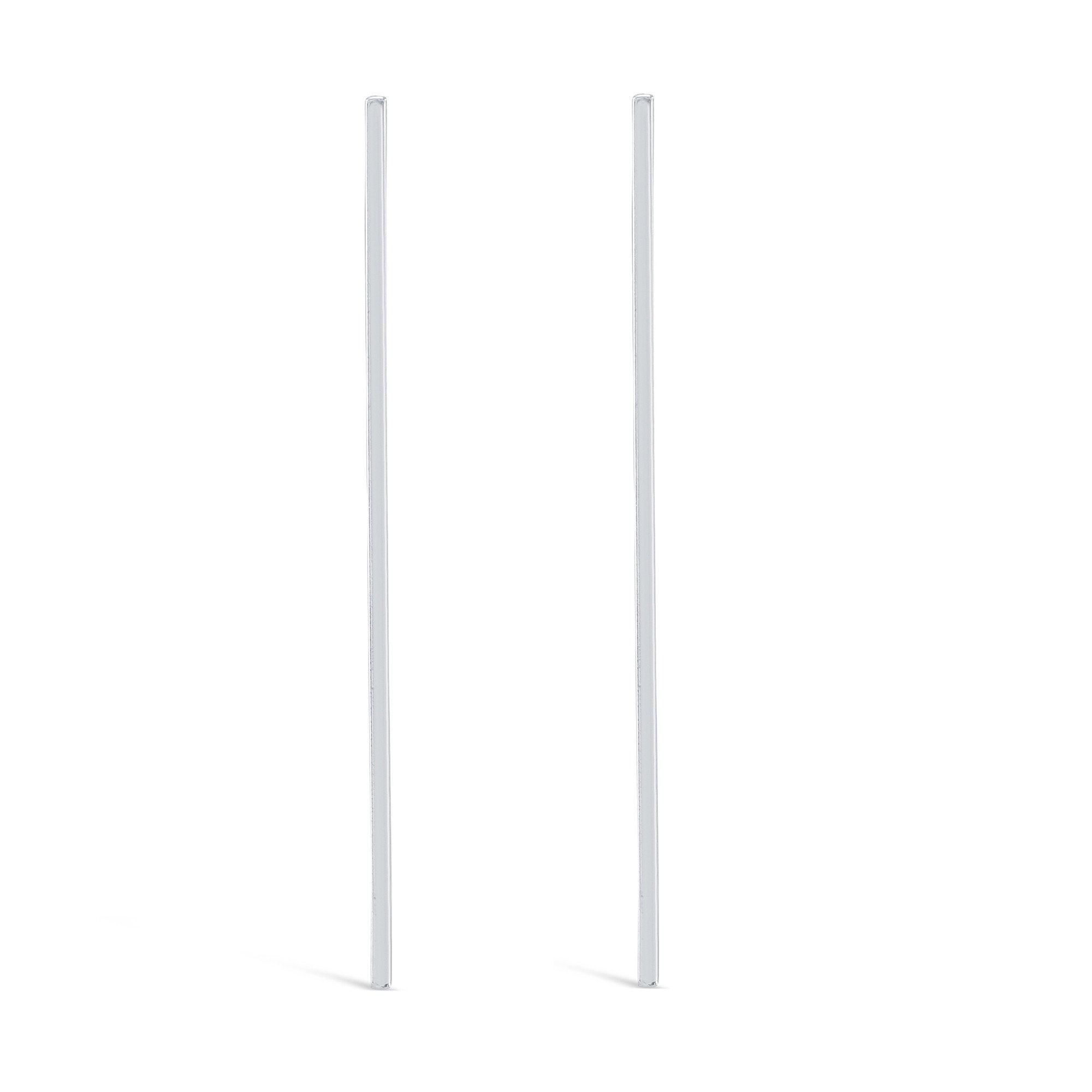 A pair of elegant Dainty Bar Studs made from solid 925 Sterling Silver, showcasing their minimalist design and shine.