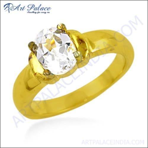 Elegant Dazzling Cubic Zirconia Ring with silver and gold plating, featuring a sparkling gemstone centerpiece.